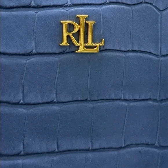 Brand New Ralph Lauren Blue Crocodile Embossed Women's Crossbody Bag - Picture 9 of 13